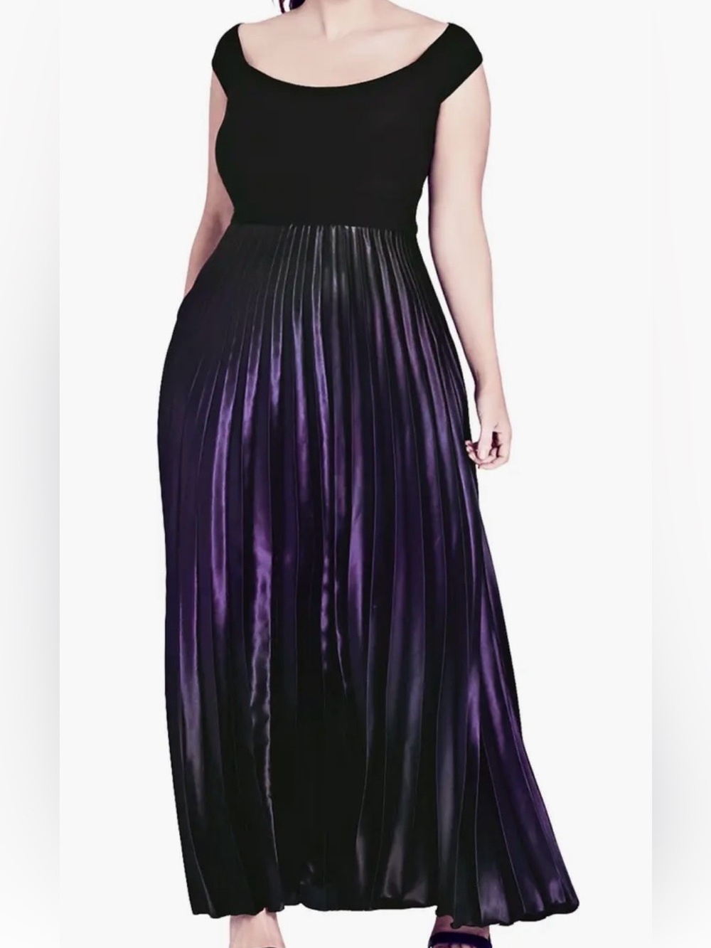 City Chic Trendy Passion Deep Purple Ombre Pleated Maxi Dress - size 16 - Picture 3 of 9